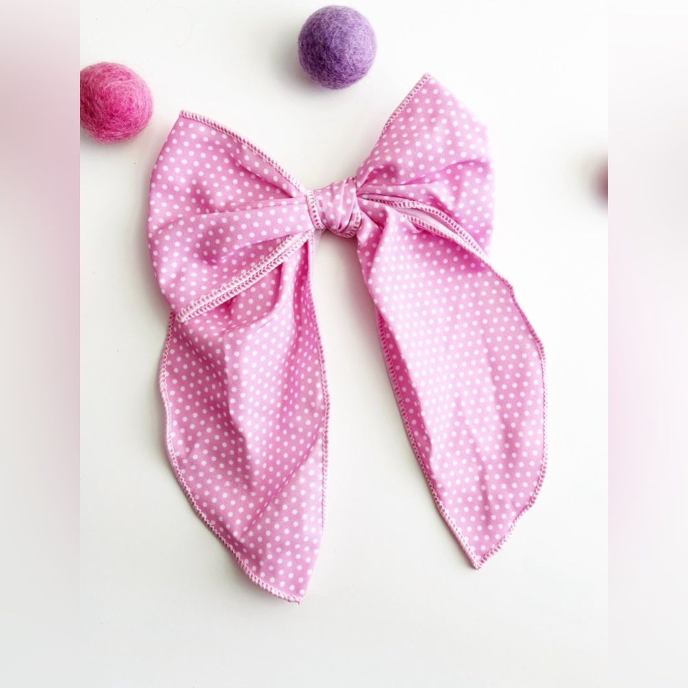 Pink Polka Dots Hair Bow